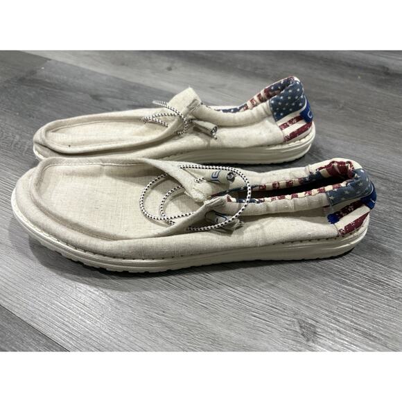 Hey Dude Wally Americana Stars Stripes Patriotic Slip On Men Shoe Size 13 - Picture 1 of 6